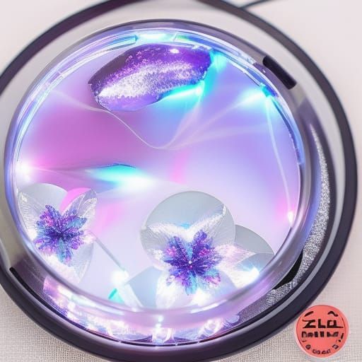 Bioluminescent Crystal Flower in Neon Light Rays