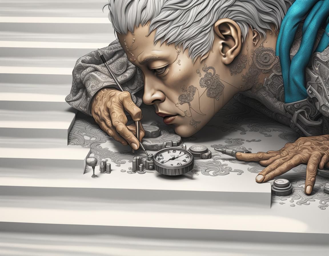 Clockpunk Ink Painting in Pop Art Style