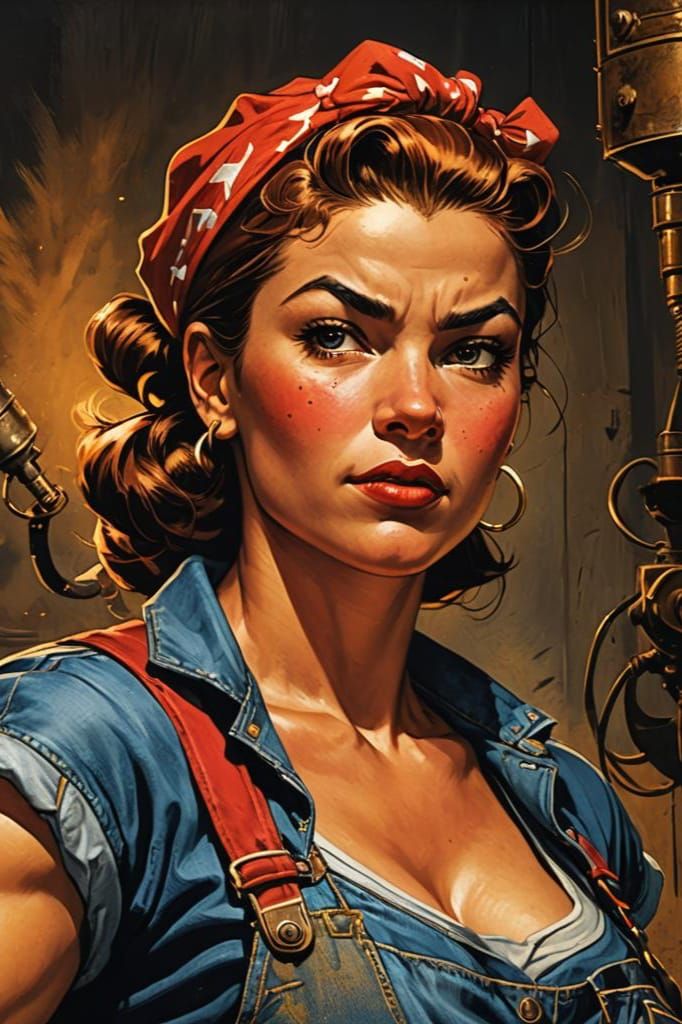 Rosie the Riveter in Frazetta Style