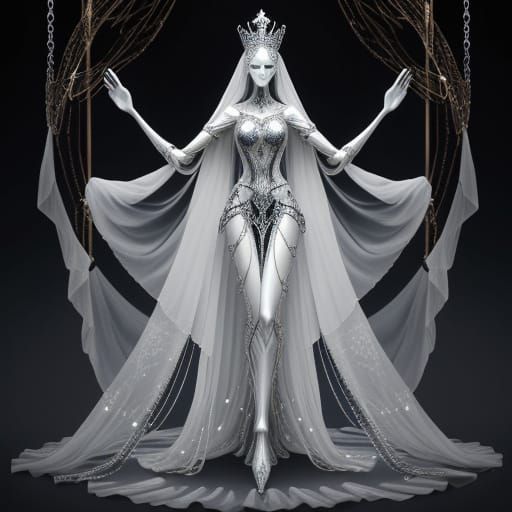 Ornate Wooden Mannequin with Ghostly Lights