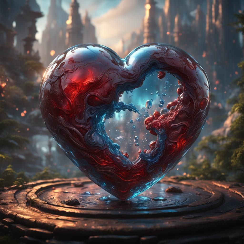 Glass Heart Filled with Emotion: Fantasy Concept Art