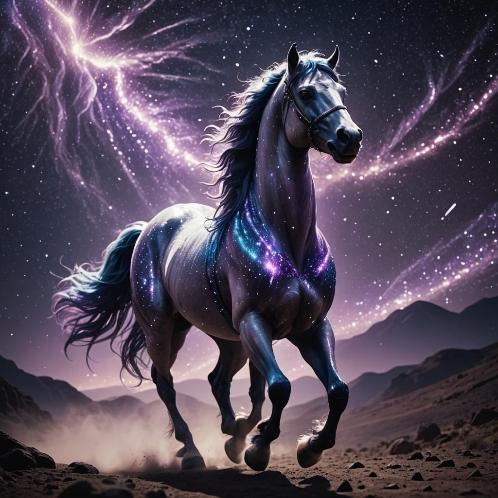Centaur Soaring Through Starry Cosmos: Cinematic Still