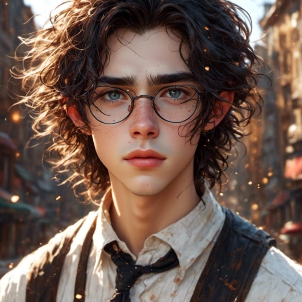 Nerdy Teenager with Glasses Holding Books