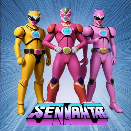 Super Sentai Team in Vaporwave Aesthetic