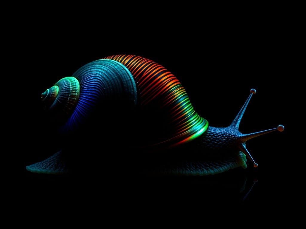 Rainbow Vantablack Snail in Surrealist Style
