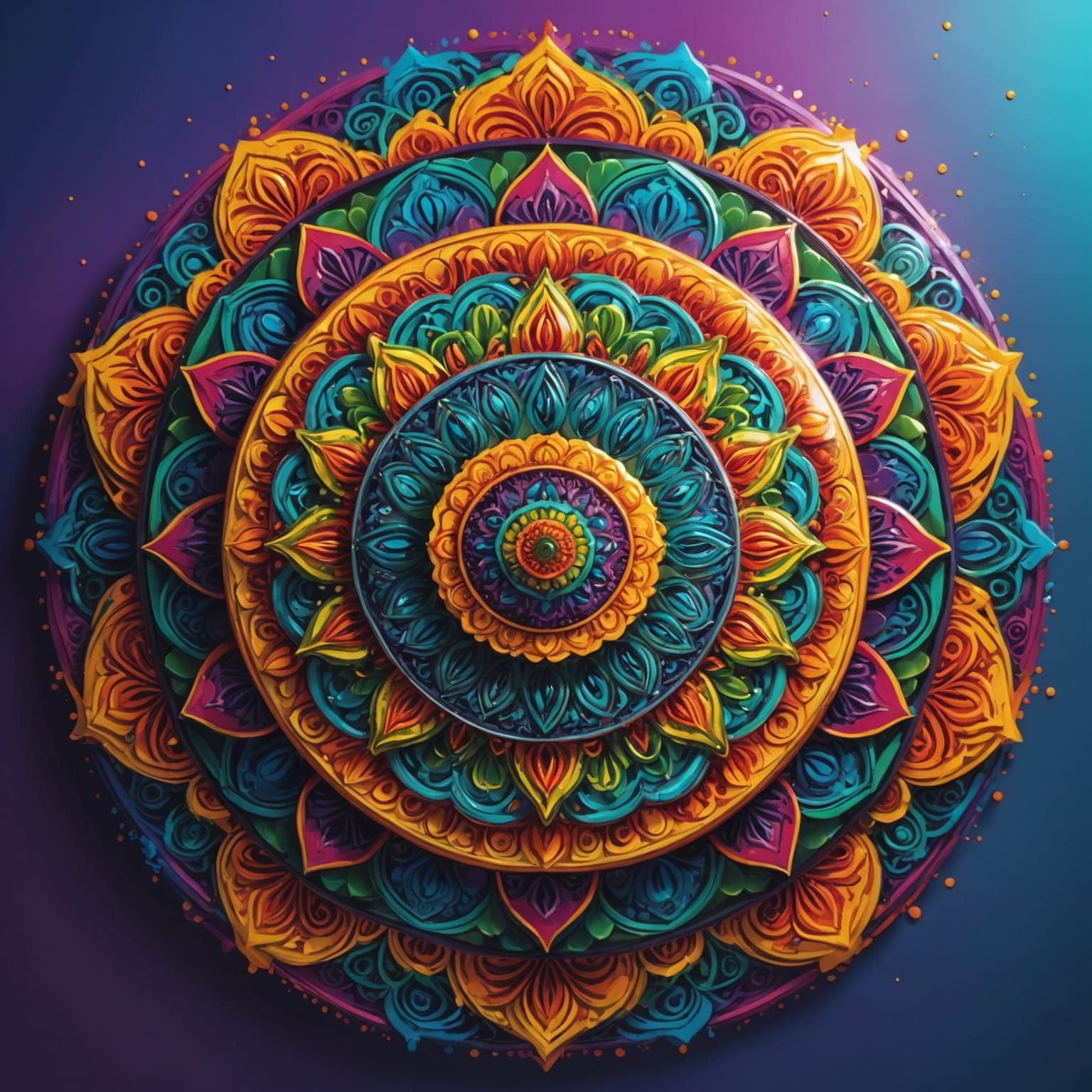 Vibrant Mandala: Hyperrealistic Splash Art
