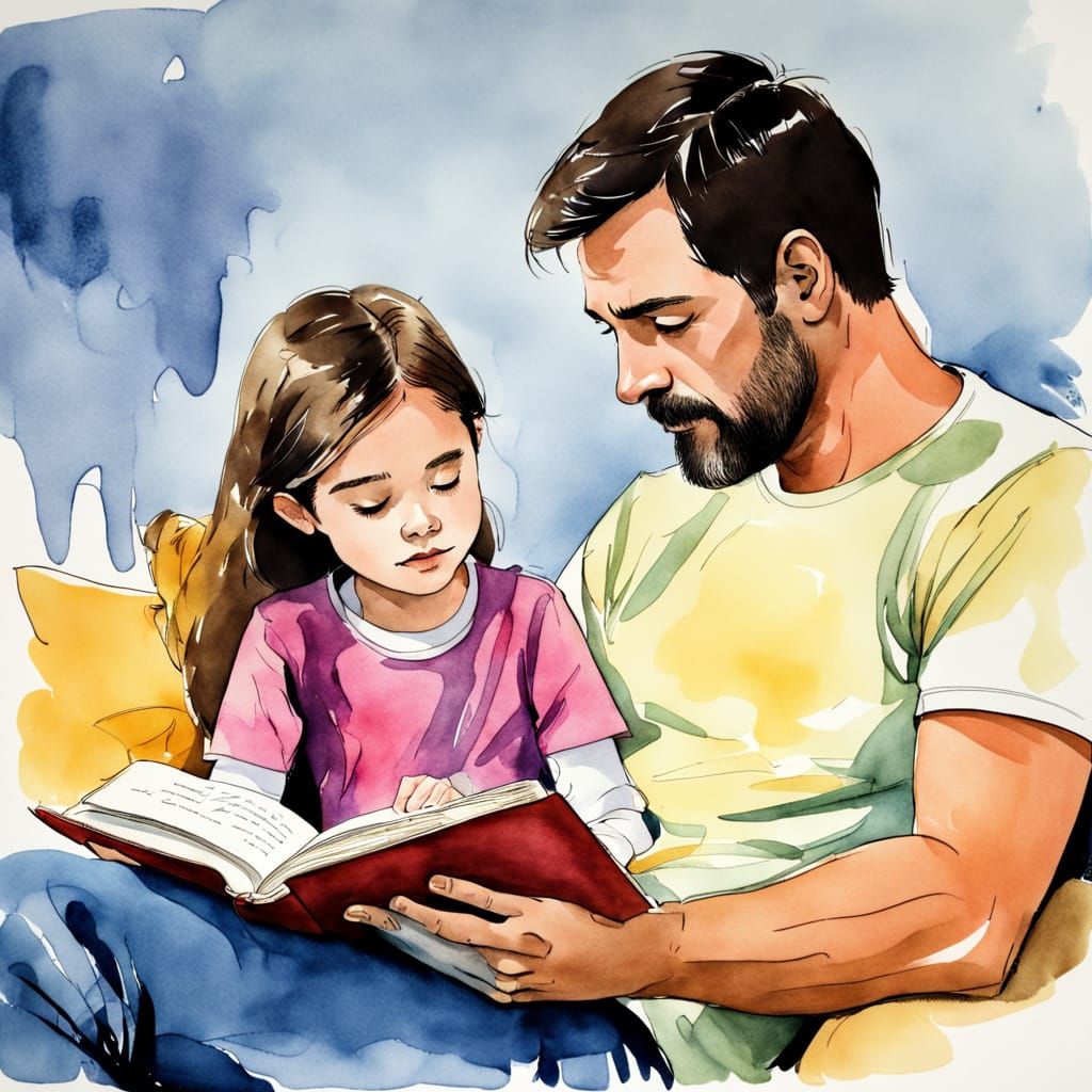 Fatherly Bond in Watercolor Whimsy