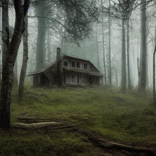 Creepy Forest House in Cinematic Style