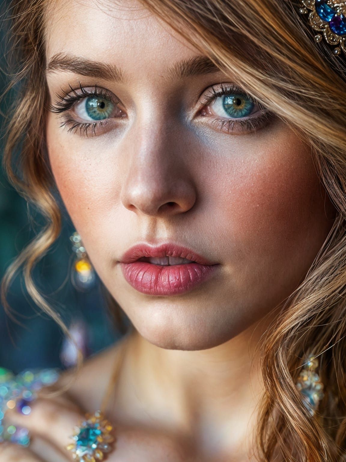 Crystal Goth Goddess in a Surreal Watercolor