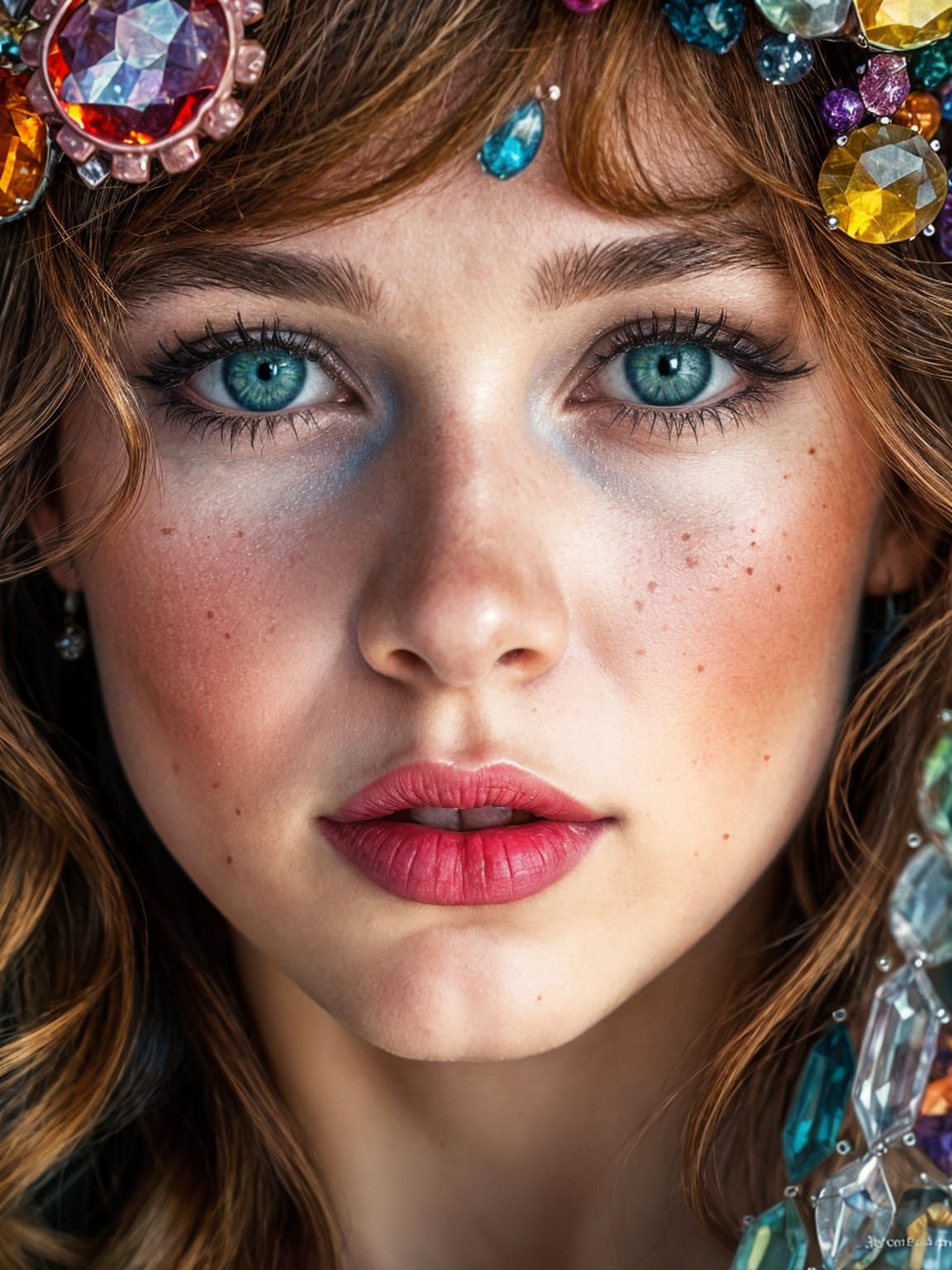 Crystal Goth Goddess in Sparkling Watercolor Style