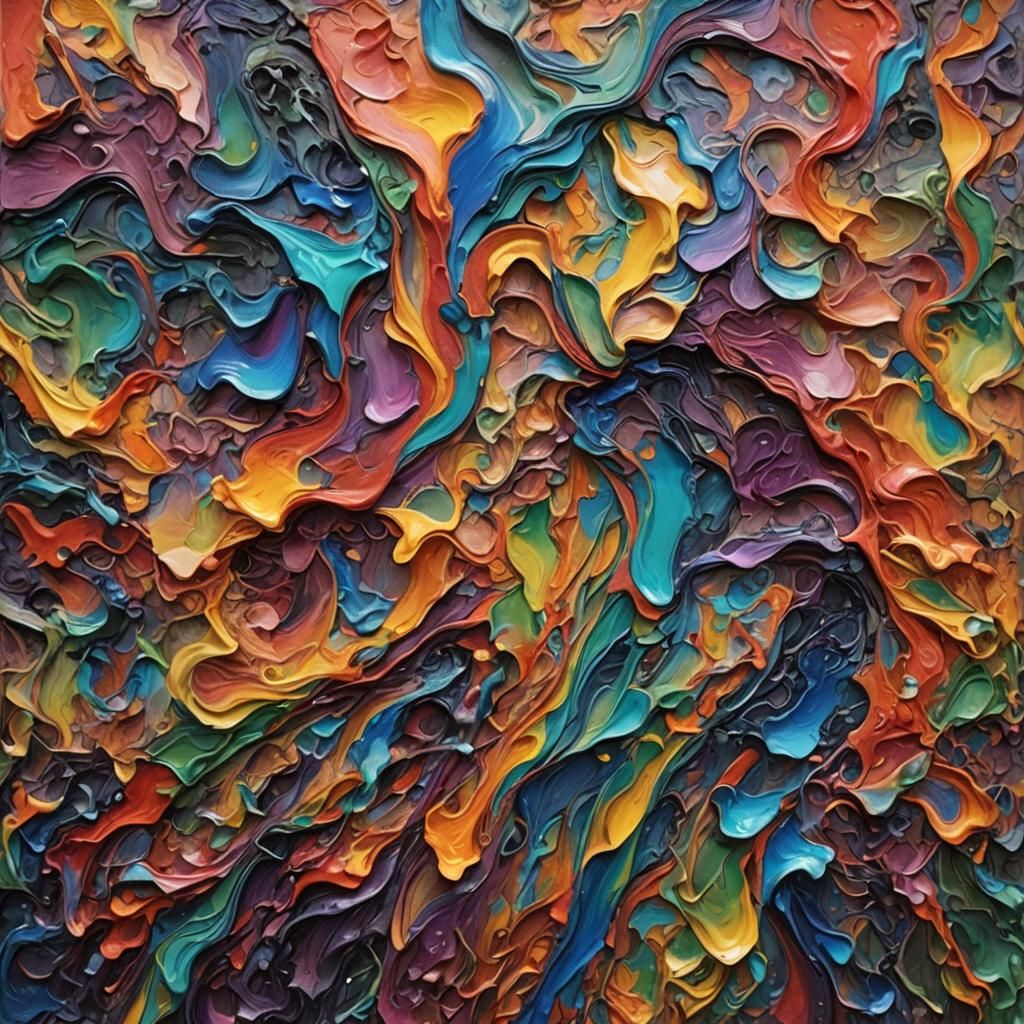 Dynamic Impasto Brushwork with Rainbow Iridescence