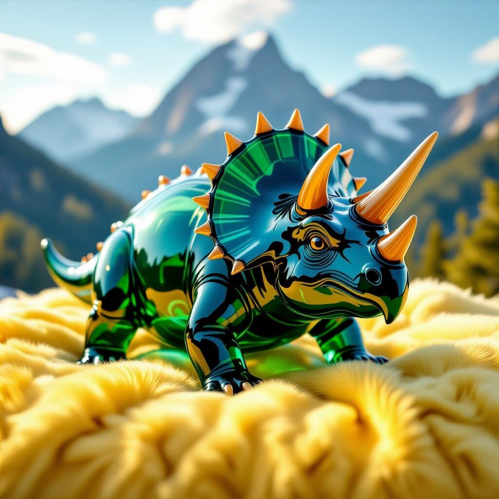 Transparent Glass Triceratops 3D Rendered