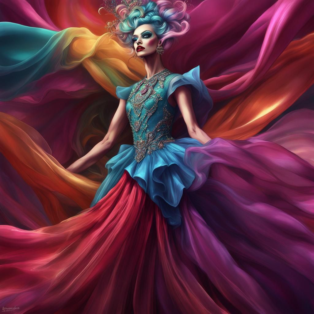 Intricate Drag Queen Portrait: Fantasy Concept Art