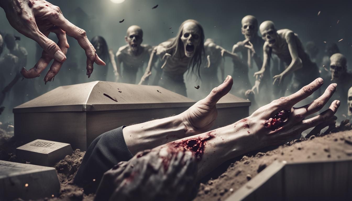 Zombie Emerges: Close-Up Grave Scene