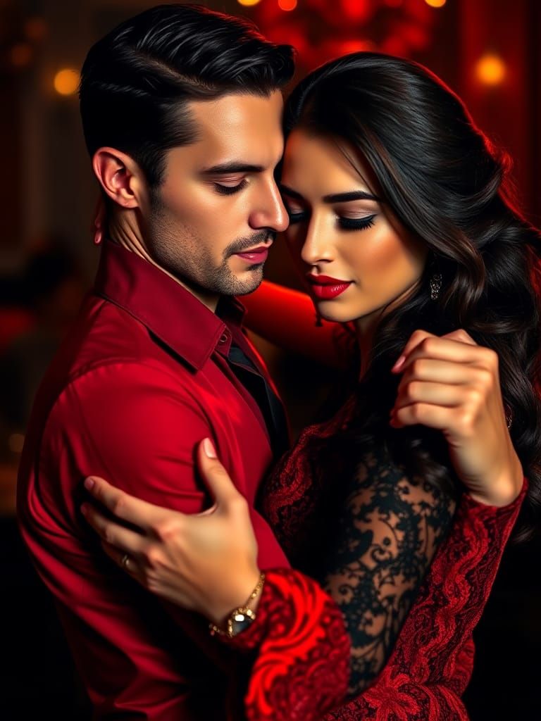 Passionate Tango Dancers in Hyperrealistic Portrait