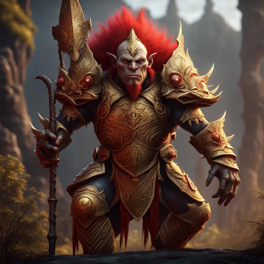Troll Bodyguard in Red and Gold Armor