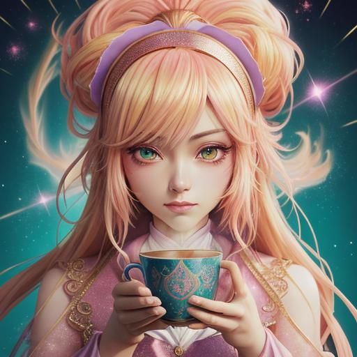 Pastel Anime Tarot Reader with Phoenix Headband