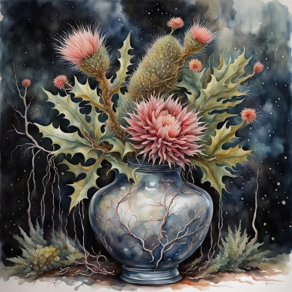 Roots Intertwine into a Vase in Space