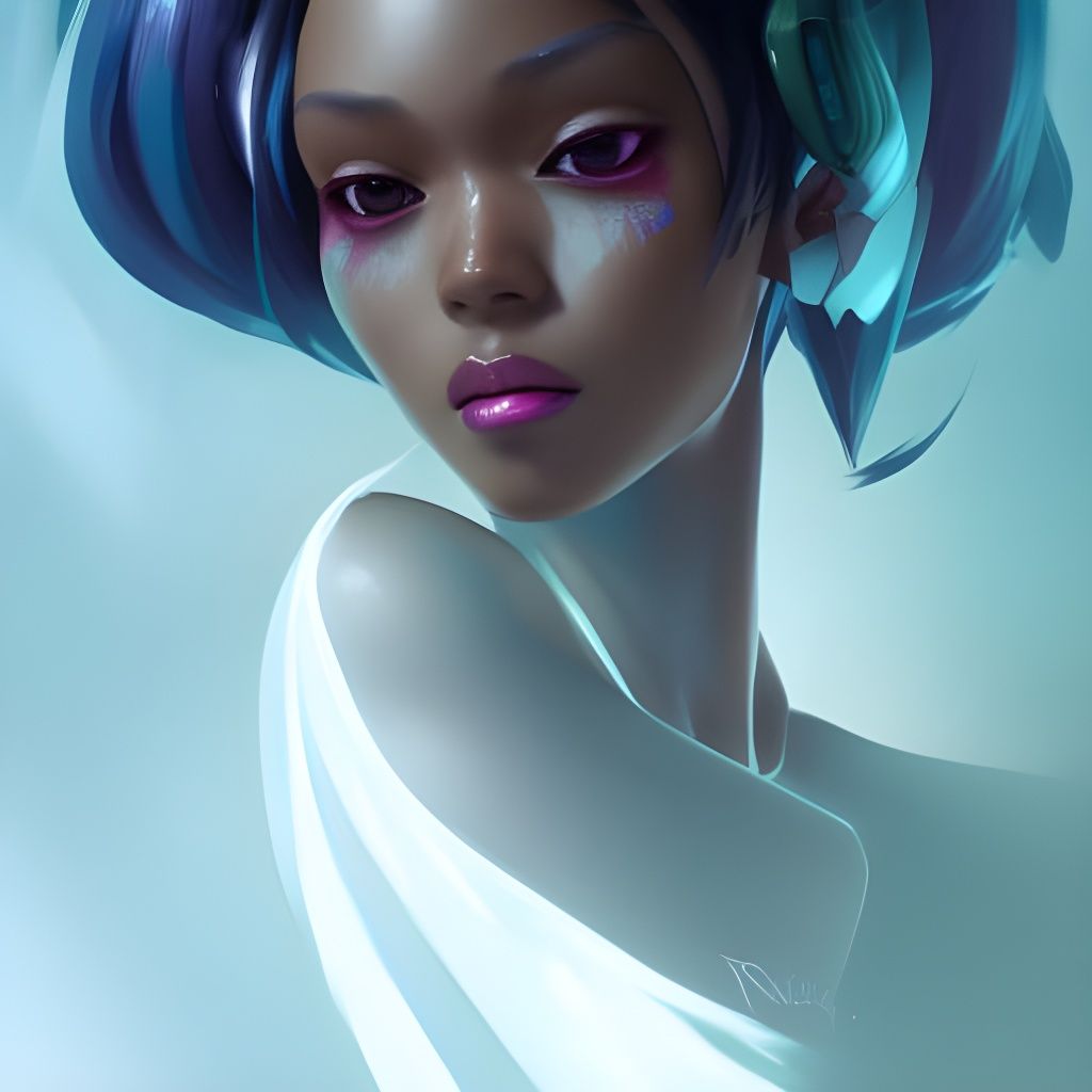 Black-Haired Hatsune Miku Portrait in Digital Art Style