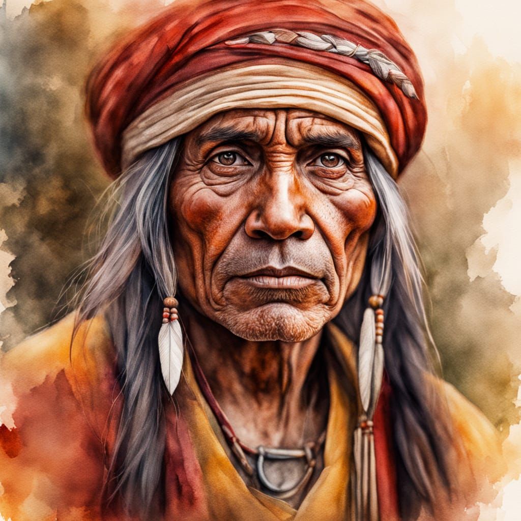 Aged Native Indian Expressing Disappointment in Earthy Hues