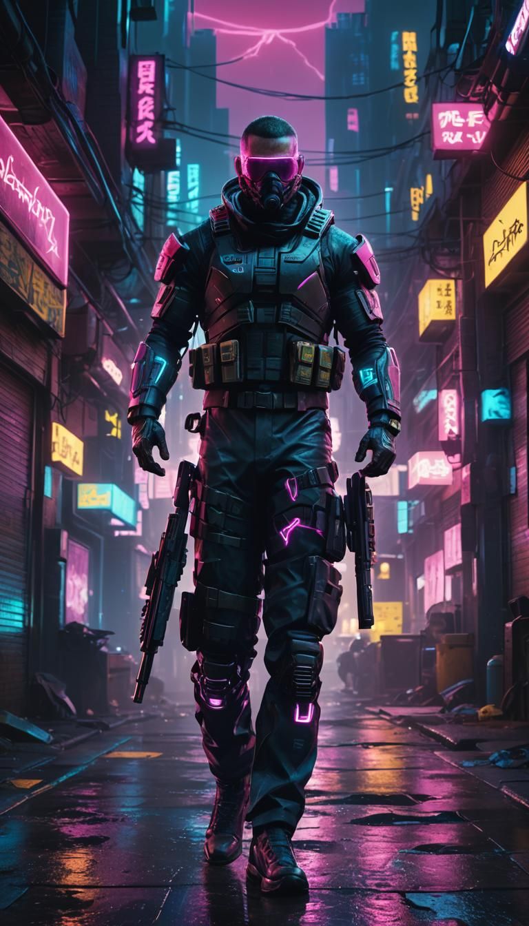 Futuristic Navy Seal in Cyberpunk 2077 Style