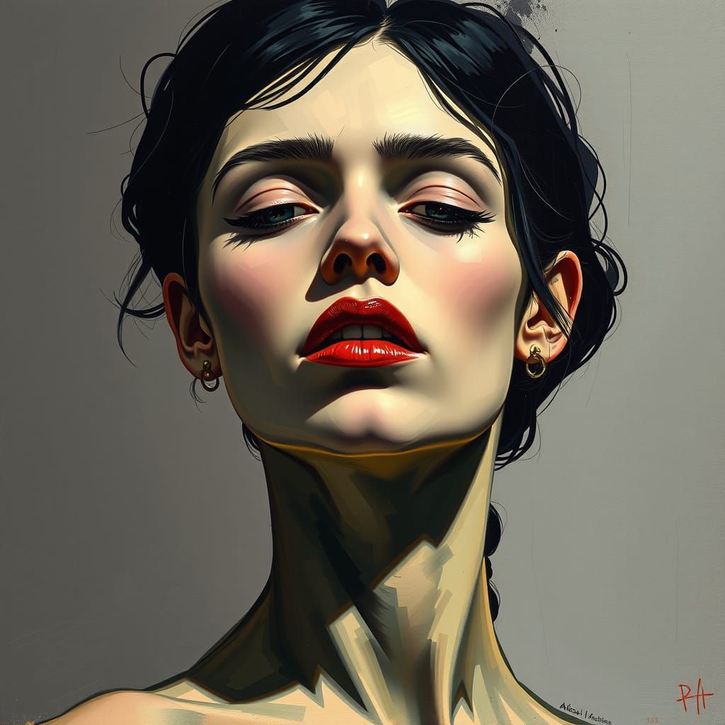 Tormented Young Woman in Expressive Style