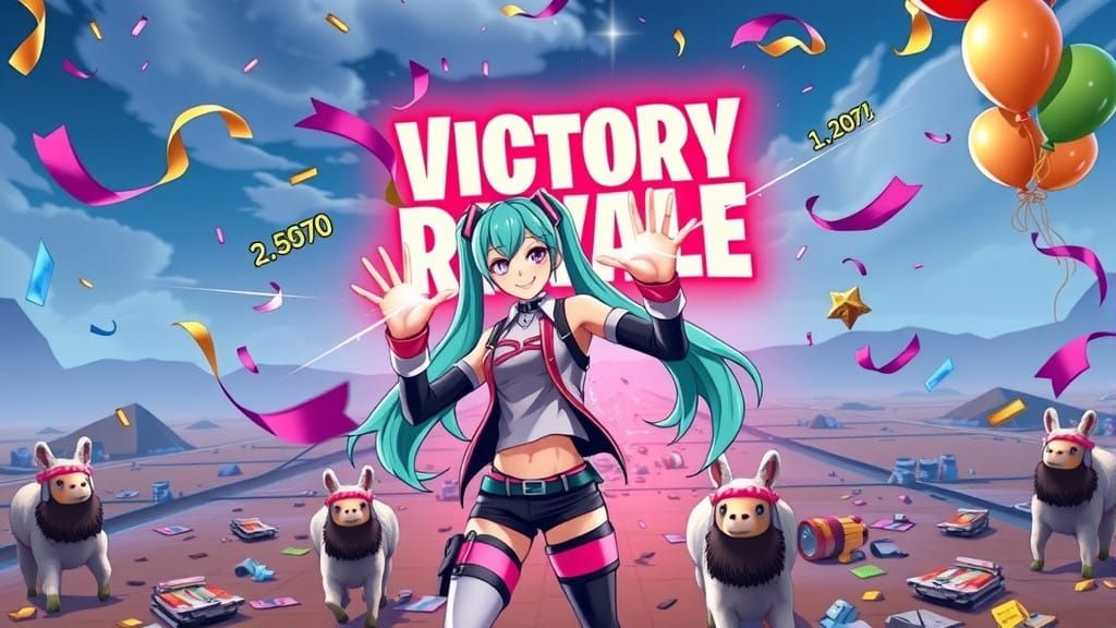 Hatsune Miku Celebrates Victory Royale in Futuristic Fortnit...