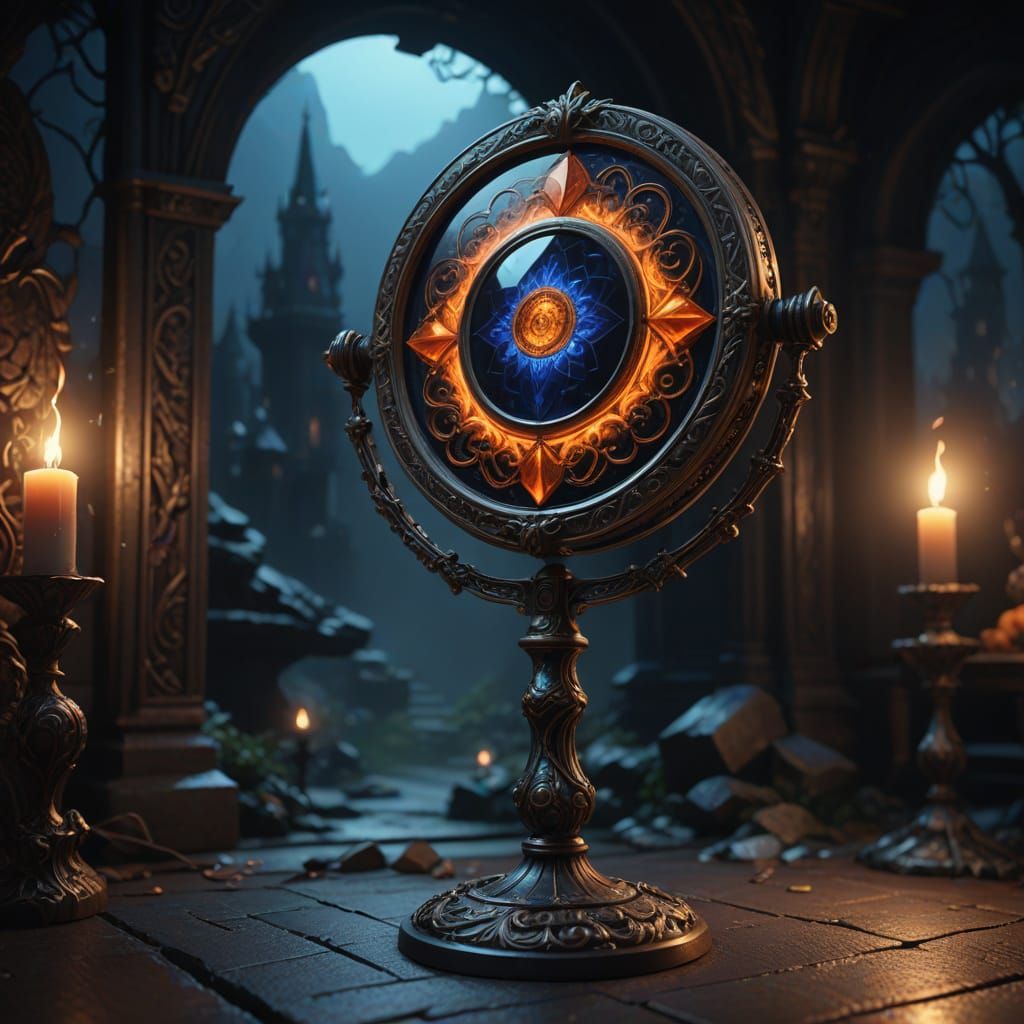 Ethereal Handheld Mirror in Dark Fantasy Aesthetic