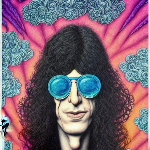 Joey Ramone in Psychedelic Marker Art Style