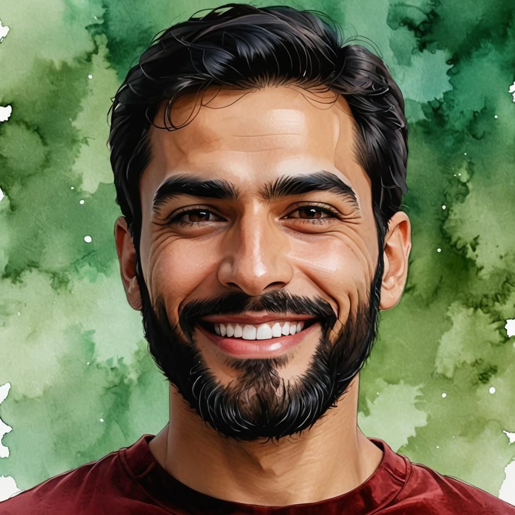 Handsome Man with Beard in Alcohol Ink Style