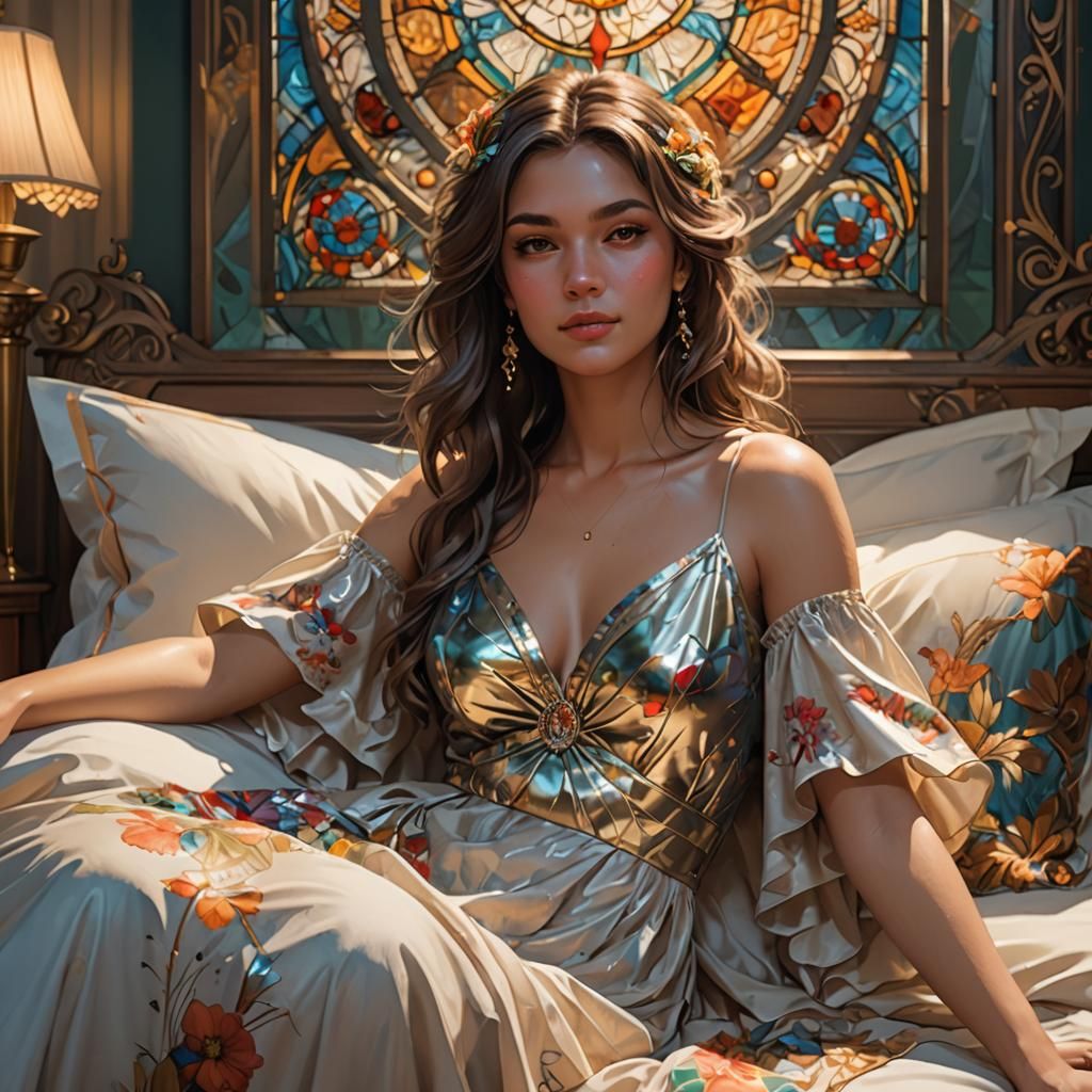 Alluring Woman Lounging: Hyperdetailed Concept Art