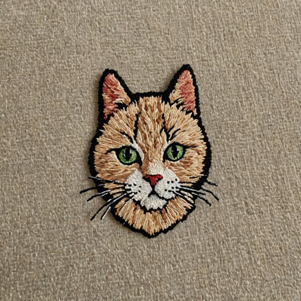 Needlepoint Art of a Cat Head Sign