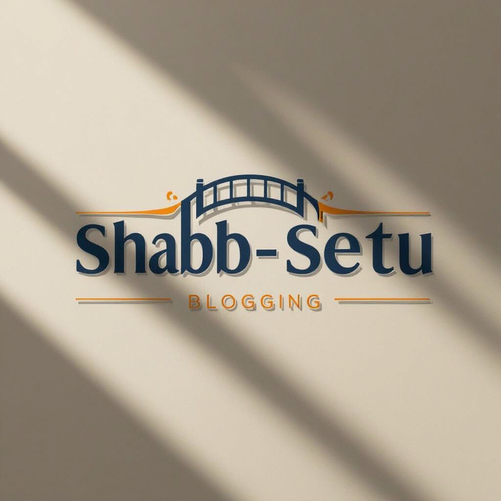 Shabd-Setu Logo: Minimalist Bridge Wordmark in Indigo & Saff...