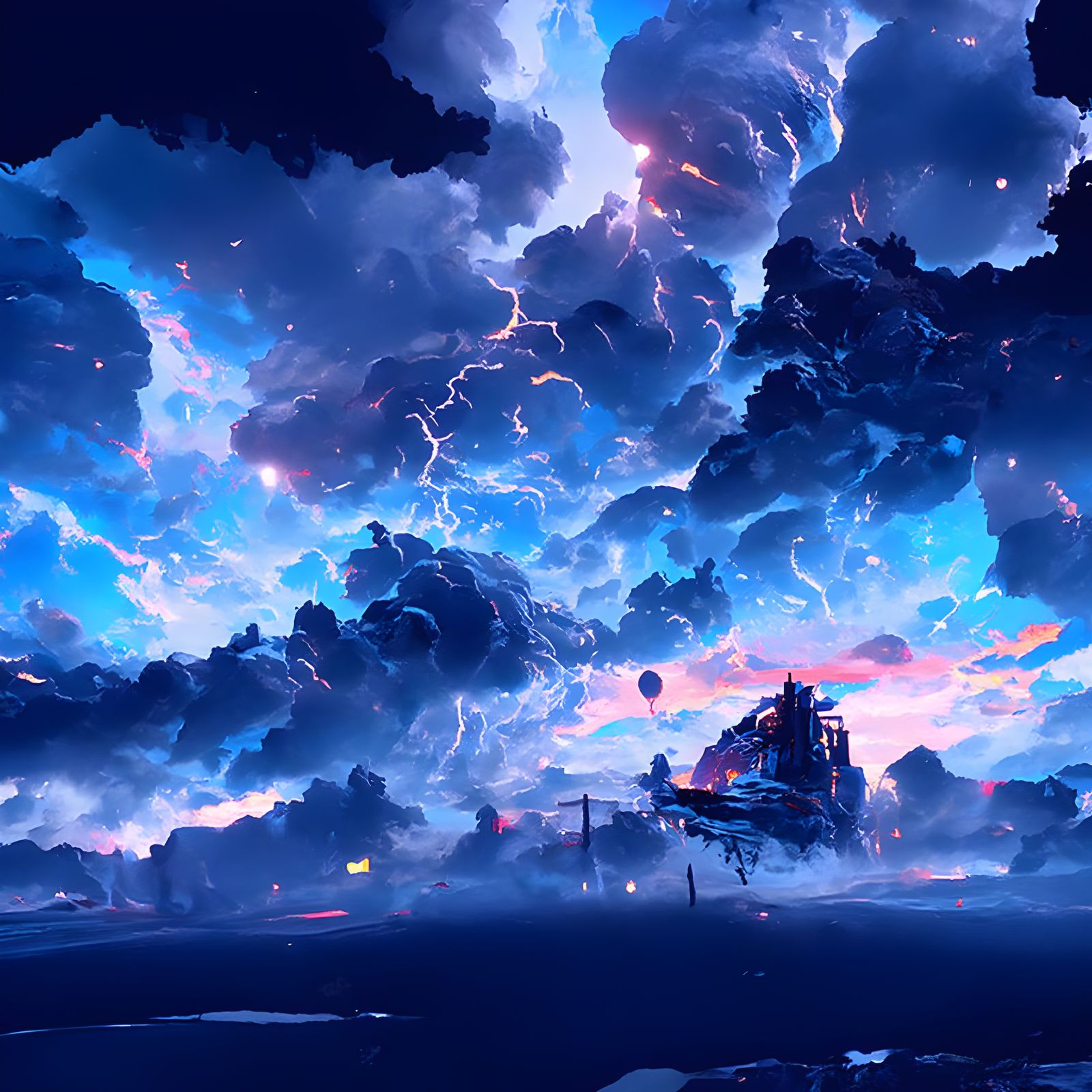 Hyperrealistic Storm Rages Under Sci-Fi Sky