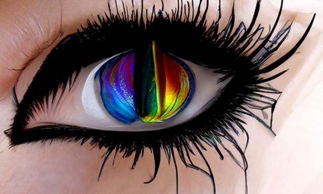 Psychedelic Rainbow Eye Portrait in Art Deco Style