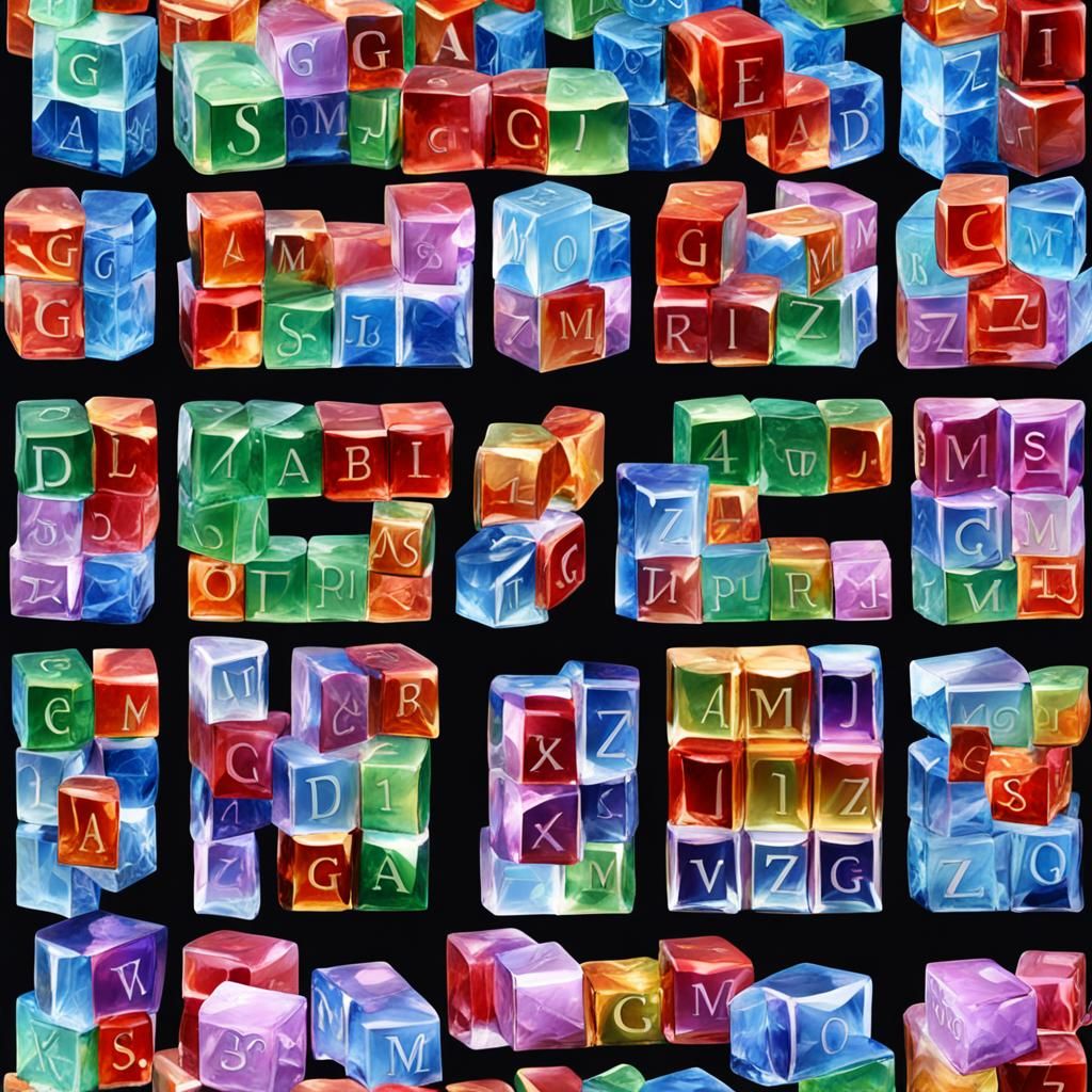 Crystal Cubes with Alphabet Letters