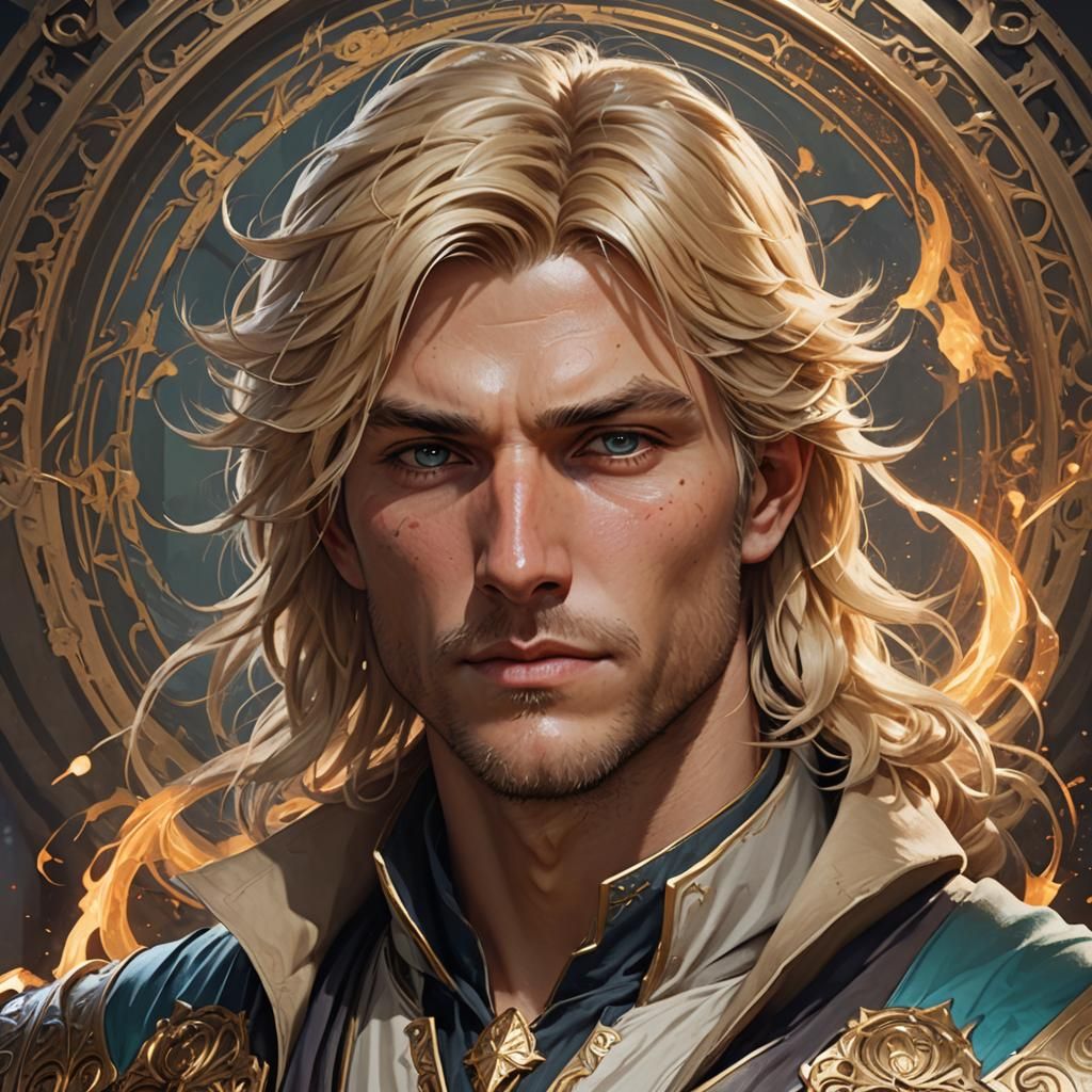 Detailed Portrait of a Blond Male Mage