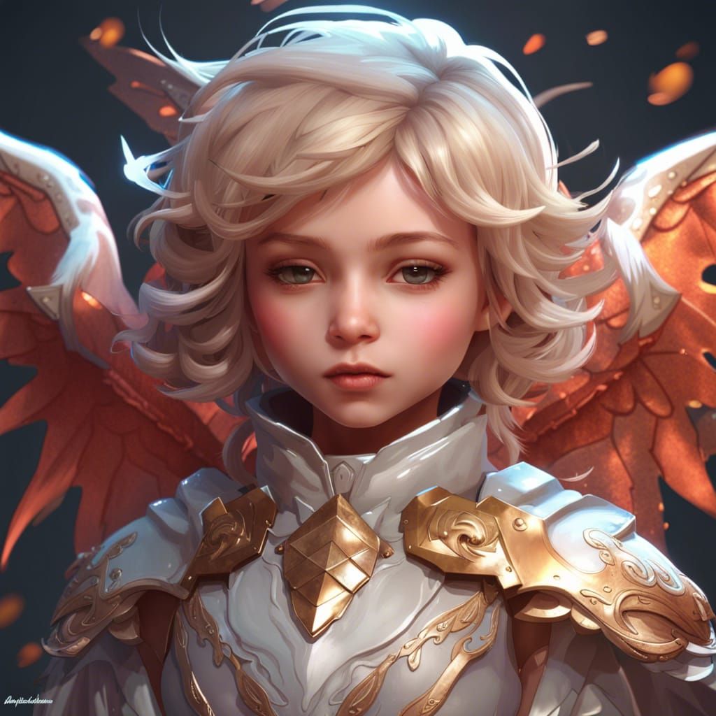 Angelic Chibi Dragon Portrait in Hyperdetailed Style