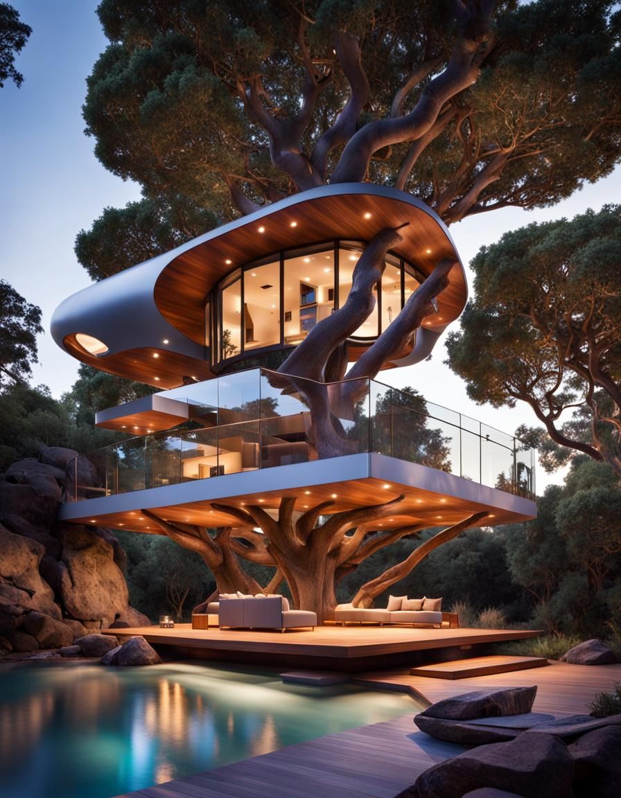 Modern Retro-Futuristic Treehouse: An Architect's Dream