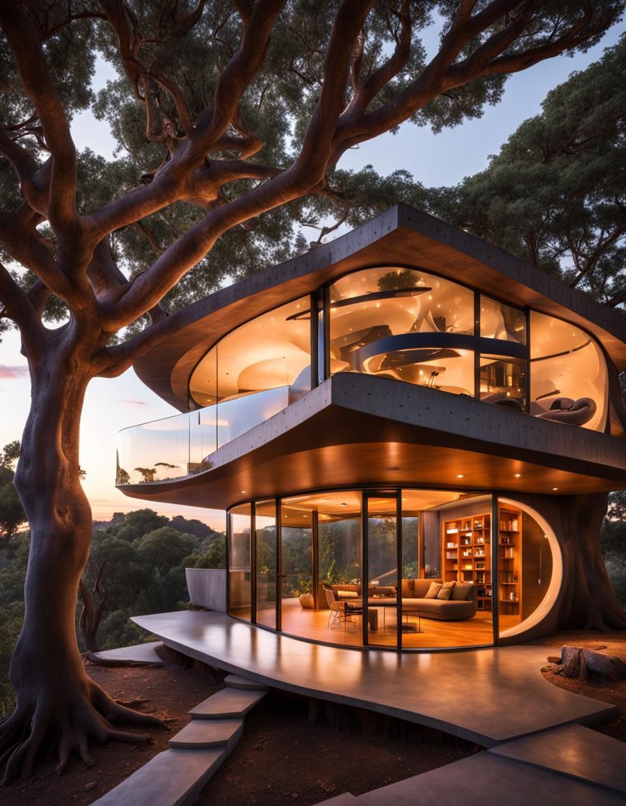 Modern Retro-Futuristic Treehouse: Architectural Dream