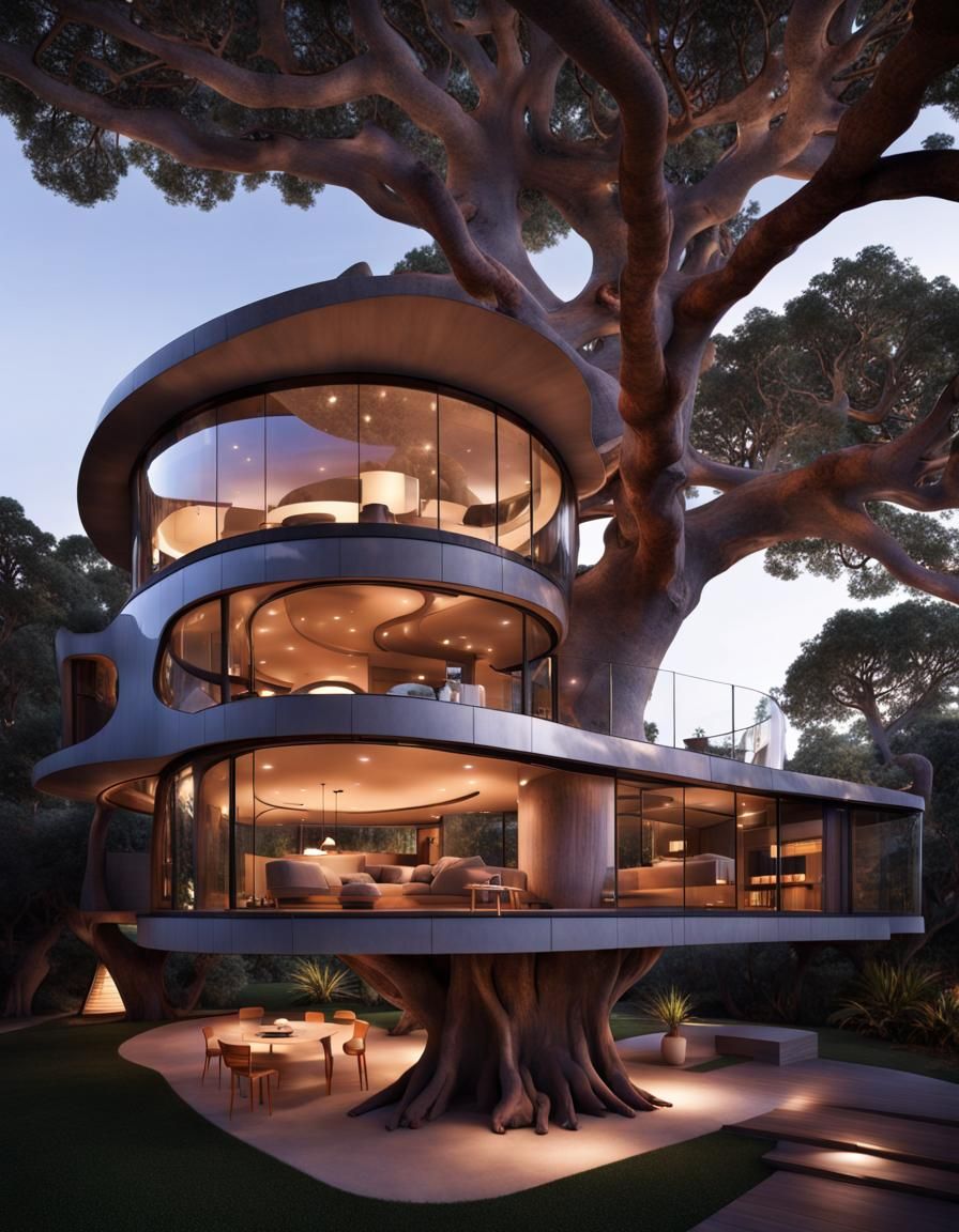 Modern Retro-Futuristic Treehouse: An Architect's Dream