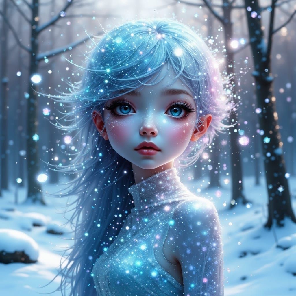 Icy Princess in Vibrant Winter Wonderland