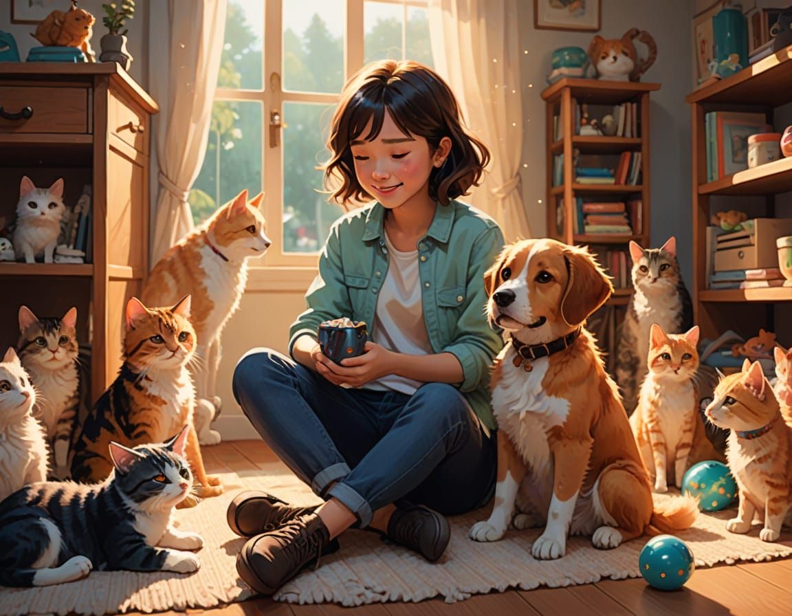 Whimsical Digital Art Celebrating Joyful Companionship