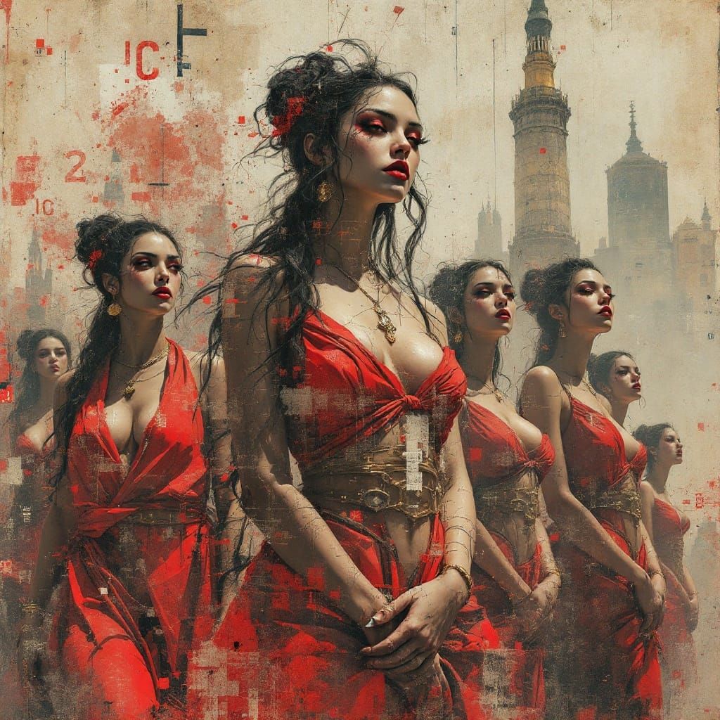 Renaissance Goddesses Unveil Digital Corruption in Urban Dre...