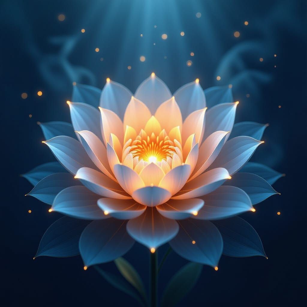 Celestial Flower of Light Unfolds Symbolic Abstract Patterns