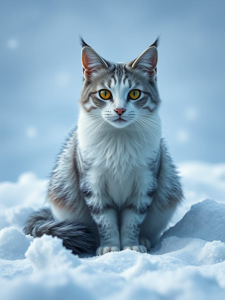 Surreal Feline Form in Winter Wonderland
