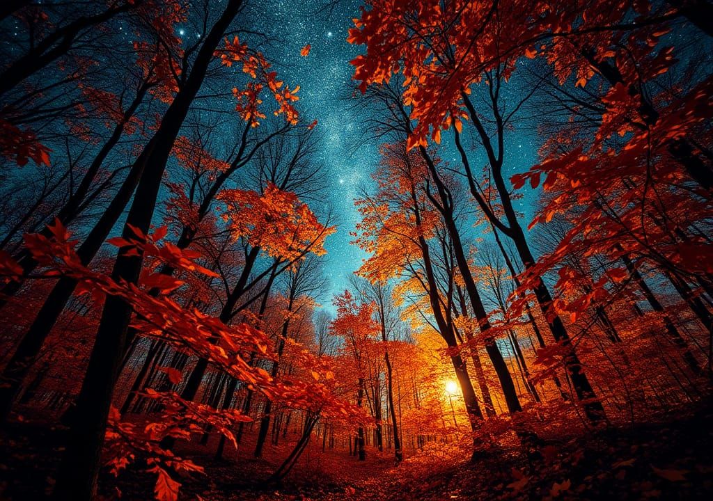 Stargazing Through Autumn Leaves: Chagall-Inspired Dreamscap...