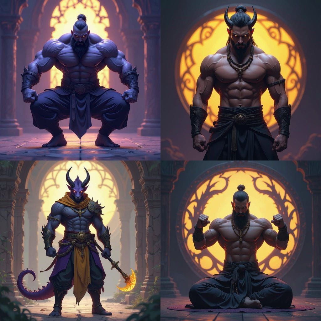 Buff Dragon-Human Monk in Dark Fantasy Art