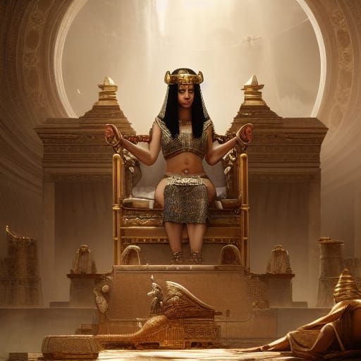 Cleopatra on Her Throne: 8k Detailed Concept Art