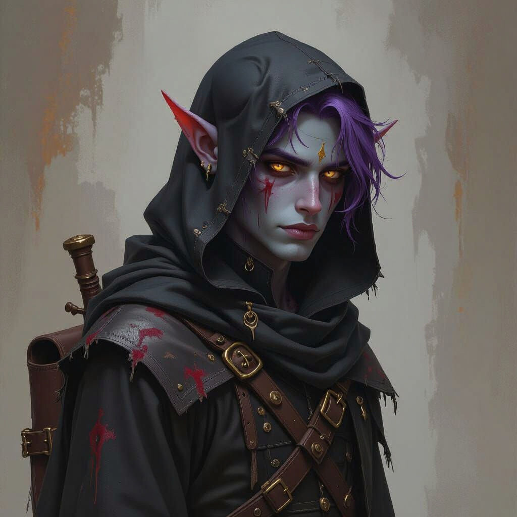 Tiefling Warlock Portrait in Dark Fantasy Style